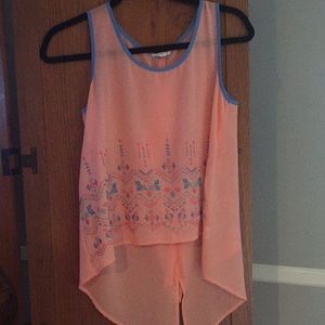 High/Low Peach Aztec Shirt